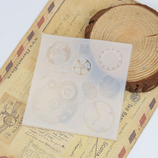 Image de Moule en Silicone Rond Blanc Roue Dentée 10.3cm Dia., 1 Pièce