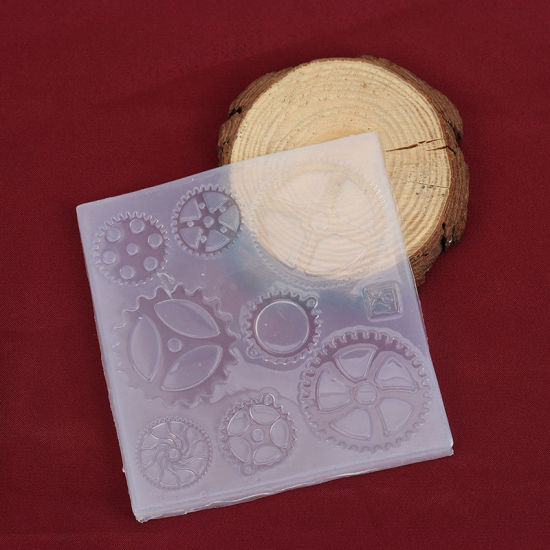 Image de Moule en Silicone Rond Blanc Roue Dentée 10.3cm Dia., 1 Pièce