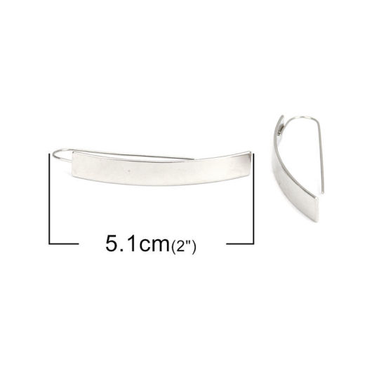 304ステンレス鋼 イヤリング 金メッキ 円弧 5.1cm x 0.7cm、 ワイヤーサイズ: （21号）、 1 ペア の画像