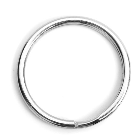 Immagine di 304 Acciaio Inossidabile Anello Portachiavi Tondo Tono Argento 25mm Dia., 10 Pz