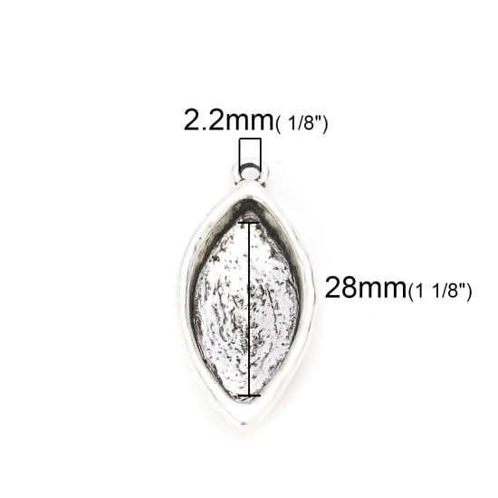 亜鉛合金 レジン セッティング台 ミール皿 ペンダント 葉 銀古美 ( 28mm x 13mmに合う) 39mm x 17mm、 10 個 の画像