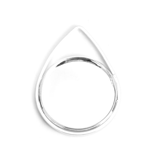Image de 5 Pcs Pendentifs Supports à Cabochons en Laiton Goutte d'Eau Argenté (Convenable à 20mm Dia) 31mm x 23mm