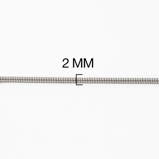 316ステンレス鋼 スネークチェーン ネックレス シルバートーン 50cm長さ、 チェーンサイズ: 2mm、 10 本 の画像
