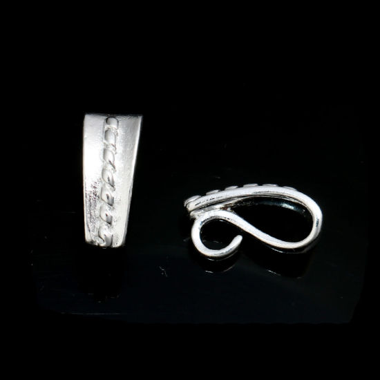 真鍮 バチカン 銀メッキ オープンループ付き 13mm x 5mm、 10 個 の画像