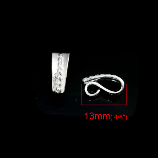 真鍮 バチカン 銀メッキ オープンループ付き 13mm x 5mm、 10 個 の画像