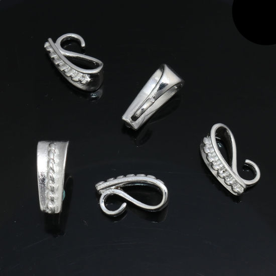 真鍮 バチカン 銀メッキ オープンループ付き 13mm x 5mm、 10 個 の画像