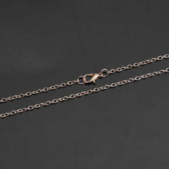 Imagen de Hierro Cable Cadena Cruz Collares Oro Rosa 45.6cm longitud, 1 Juego ( 12 Unidades/Paquete)