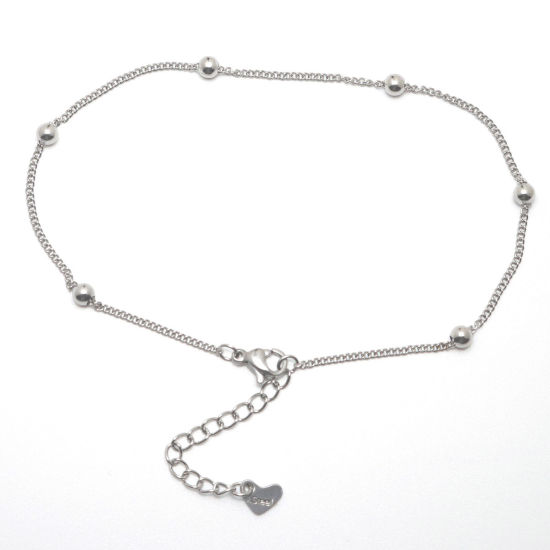 Image de Chaînes de Cheville en 304 Acier Inoxydable Argent Mat Rond 23.5cm Long, 1 Pièce