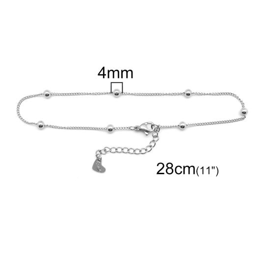 Image de Chaînes de Cheville en 304 Acier Inoxydable Argent Mat Rond 23.5cm Long, 1 Pièce