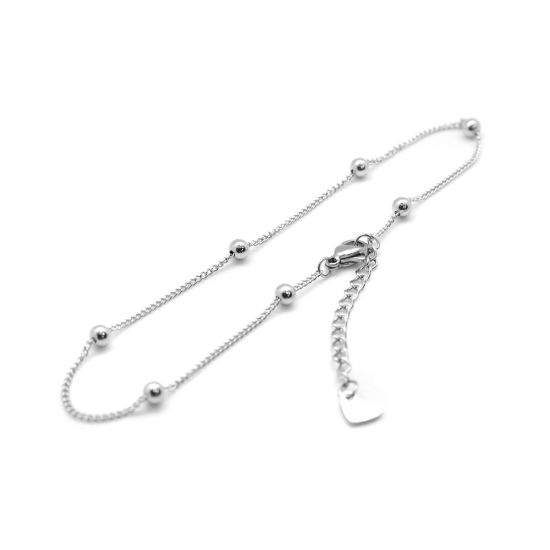 Image de Chaînes de Cheville en 304 Acier Inoxydable Argent Mat Rond 23.5cm Long, 1 Pièce