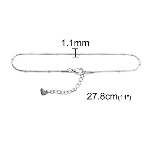 Image de Chaînes de Cheville en 304 Acier Inoxydable Argent Mat Rond 23.3cm Long, 1 Pièce