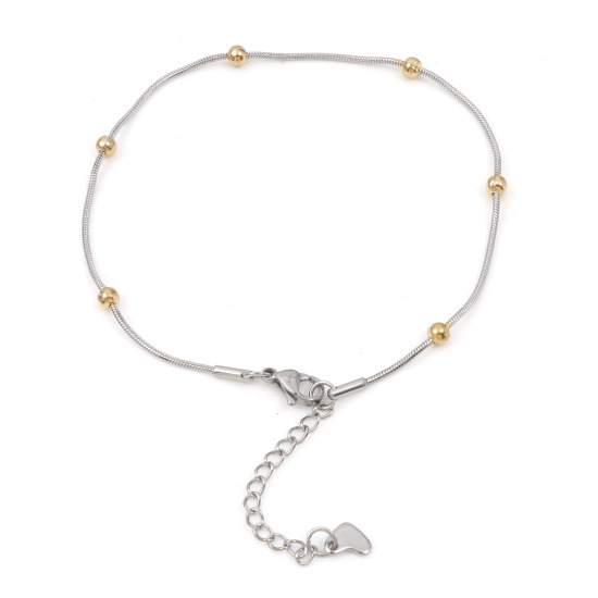 Image de Chaînes de Cheville en 304 Acier Inoxydable Argent Mat Or Rond 23.5cm Long, 1 Pièce