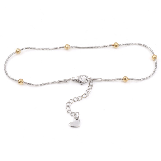 Image de Chaînes de Cheville en 304 Acier Inoxydable Argent Mat Or Rond 23.5cm Long, 1 Pièce