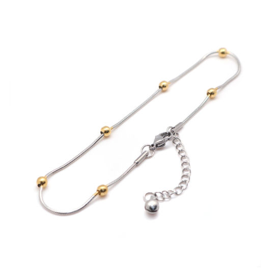 Image de Chaînes de Cheville en 304 Acier Inoxydable Argent Mat Or Rond 23.5cm Long, 1 Pièce