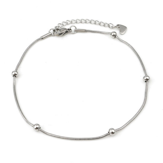 Image de Chaînes de Cheville en 304 Acier Inoxydable Argent Mat Rond 23.5cm Long, 1 Pièce