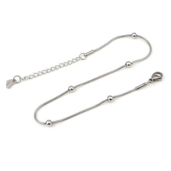 Image de Chaînes de Cheville en 304 Acier Inoxydable Argent Mat Rond 23.5cm Long, 1 Pièce