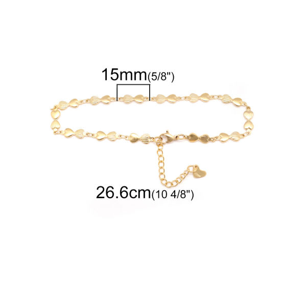 Image de 1 Pièce Chaînes de Cheville en 304 Acier Inoxydable Placage sous Vide Doré Nœuds Papillon Rayées 21.8cm Long