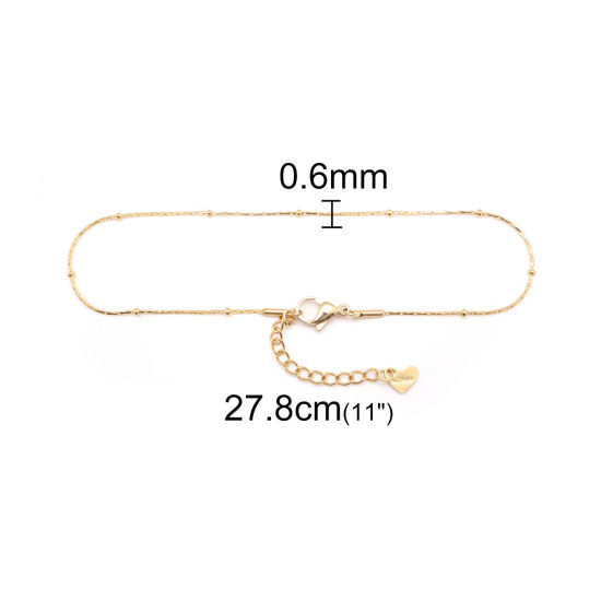Image de 1 Pièce Chaînes de Cheville en 304 Acier Inoxydable Placage sous Vide Doré 23cm Long