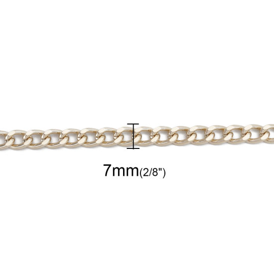5 メートル アルミ 喜平チェーン ライトゴールド 10x7mm、 の画像