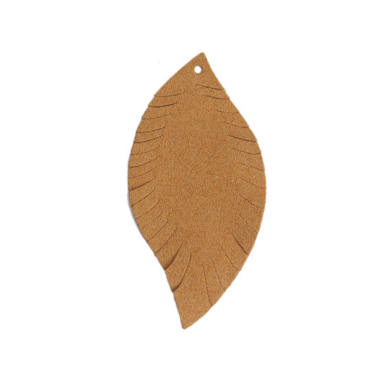 ポリウレタン ペンダント 葉 ブラウン 6.2cm x 3cm、 10 個 の画像