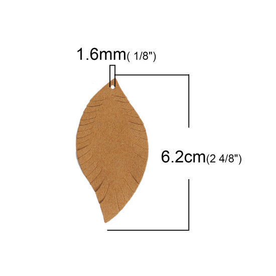 ポリウレタン ペンダント 葉 ブラウン 6.2cm x 3cm、 10 個 の画像