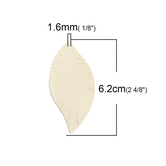 ポリウレタン ペンダント 葉 オフホワイト 6.2cm x 3cm、 10 個 の画像