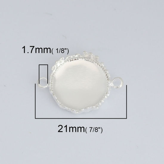 Picture of Brass Connectors Charms Pendants Round Real Platinum Plated (Fits 14mm Dia.) 21mm x 15mm, 10 PCs