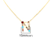 Picture of Stainless Steel & Copper Necklace Gold Plated Capital Alphabet/ Letter Message " N " Multicolour Cubic Zirconia 45cm(17 6/8") long, 1 Piece