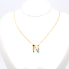Picture of Stainless Steel & Copper Necklace Gold Plated Capital Alphabet/ Letter Message " N " Multicolour Cubic Zirconia 45cm(17 6/8") long, 1 Piece