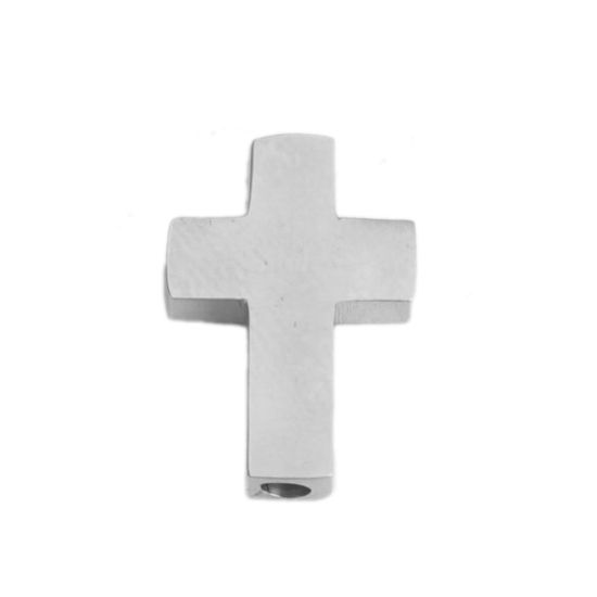 Image de Perles en 304 Acier Inoxydable Croix Argent Mat 15mm x 10mm, Trou: env. 1.8mm, 2 Pcs