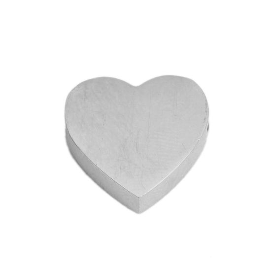 Image de Perles en 304 Acier Inoxydable Cœur Argent Mat 12mm x 11mm, Trou: env. 1.8mm, 2 Pcs