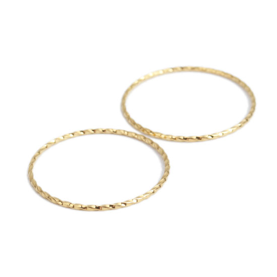 Image de Pendentifs en 304 Acier Inoxydable Rond Doré 3cm Dia., 5 Pcs