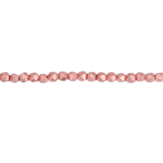 (グレードB) ヘマタイト ( 天然 ) ビーズ ポリゴン ローズゴールド 約 3mm x 3mm、 穴: 約 1mm、 40.5cm - 40cm 長さ、 1 連 (約 132 粒/1連) の画像