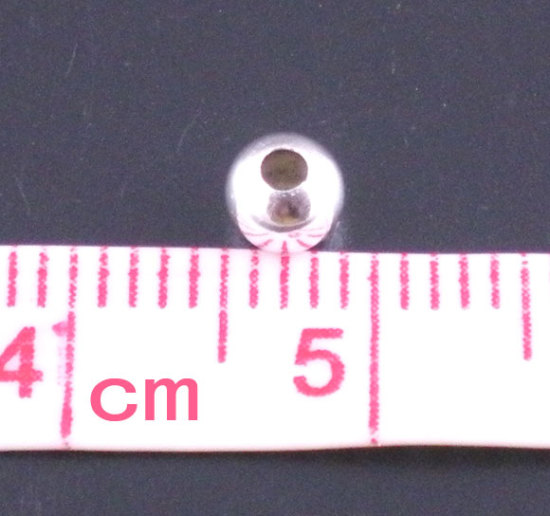 Immagine di Lega di Ferro Separatori Perline Palla Argento Placcato Nulla Disegno Circa 4mm Dia, Foro:Circa 1.7mm, 5000 Pz