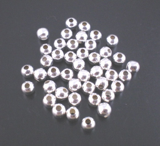 Immagine di Lega di Ferro Separatori Perline Palla Argento Placcato Nulla Disegno Circa 4mm Dia, Foro:Circa 1.7mm, 5000 Pz
