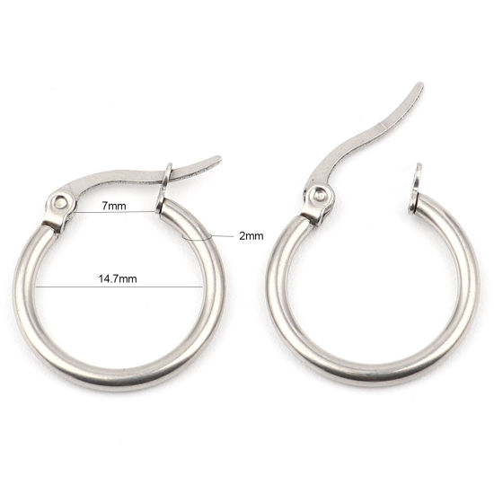 304ステンレス鋼 フープピアス シルバートーン 環状 19mm 直径、 2 個 の画像