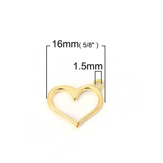 Bild von Zinklegierung Charms Herz Vergoldet 16mm x 13mm, 50 Stück
