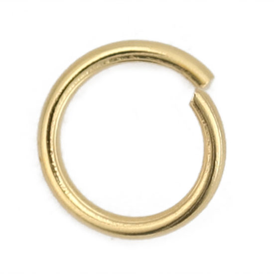 Immagine di 1000 Pz 6mm Dia, 0.7mm(21 misura) 304 Acciaio Inossidabile Aperto Stile Anello di Salto Oro Placcato Tondo