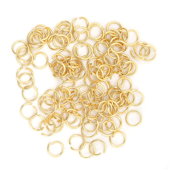 Immagine di 1000 Pz 6mm Dia, 0.7mm(21 misura) 304 Acciaio Inossidabile Aperto Stile Anello di Salto Oro Placcato Tondo
