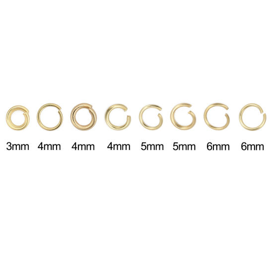 Immagine di 1000 Pz 6mm Dia, 0.7mm(21 misura) 304 Acciaio Inossidabile Aperto Stile Anello di Salto Oro Placcato Tondo