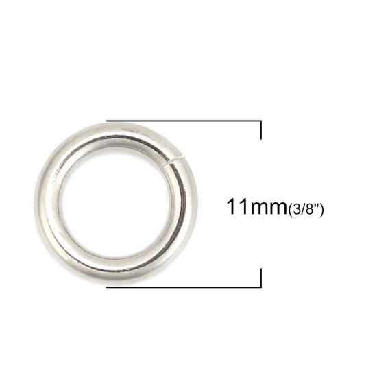 Image de 1 Paquet (environ 300 Pcs) 11mm Dia, 2mm(taille 12) Anneaux de Jonction pour la Fabrication de Bijoux Ouvert en 304 Acier Inoxydable Argent Mat Rond