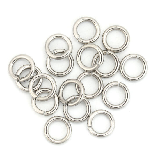 Image de 1 Paquet (environ 300 Pcs) 11mm Dia, 2mm(taille 12) Anneaux de Jonction pour la Fabrication de Bijoux Ouvert en 304 Acier Inoxydable Argent Mat Rond