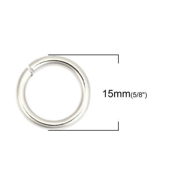 Image de 5 Paquets (environ 1300 Pcs) 15mm Dia, 2mm(taille 12) Anneaux de Jonction pour la Fabrication de Bijoux Ouvert en 304 Acier Inoxydable Argent Mat Rond