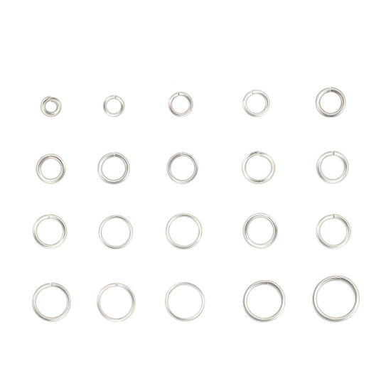 Image de 5 Paquets (environ 1300 Pcs) 15mm Dia, 2mm(taille 12) Anneaux de Jonction pour la Fabrication de Bijoux Ouvert en 304 Acier Inoxydable Argent Mat Rond