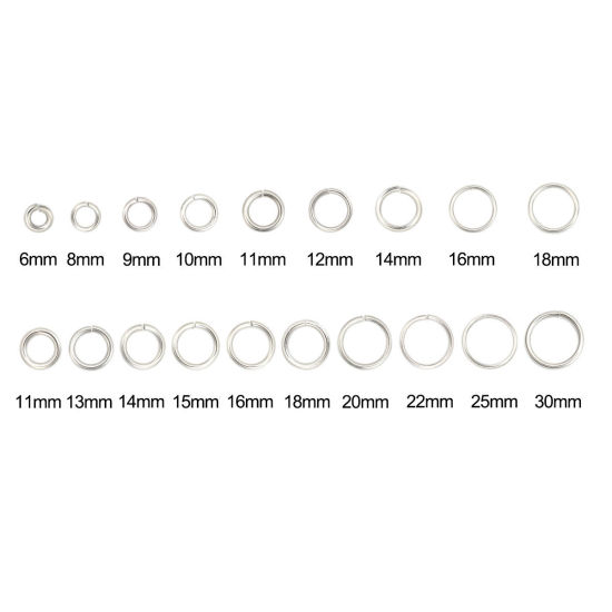 Image de 5 Paquets (environ 1300 Pcs) 15mm Dia, 2mm(taille 12) Anneaux de Jonction pour la Fabrication de Bijoux Ouvert en 304 Acier Inoxydable Argent Mat Rond