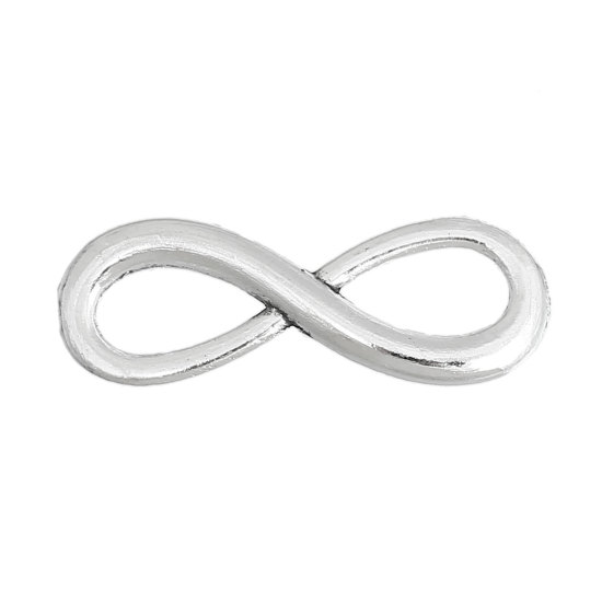 Image de Connecteur de Bijoux en Alliage de Zinc Symbole "Infini" Argent Vieilli 23mm x 8mm, 30 PCs