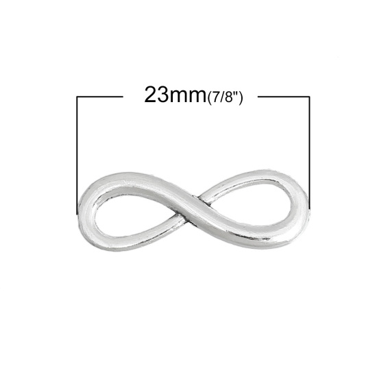 Image de Connecteur de Bijoux en Alliage de Zinc Symbole "Infini" Argent Vieilli 23mm x 8mm, 30 PCs