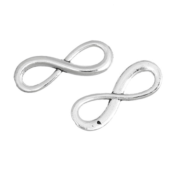 Image de Connecteur de Bijoux en Alliage de Zinc Symbole "Infini" Argent Vieilli 23mm x 8mm, 30 PCs