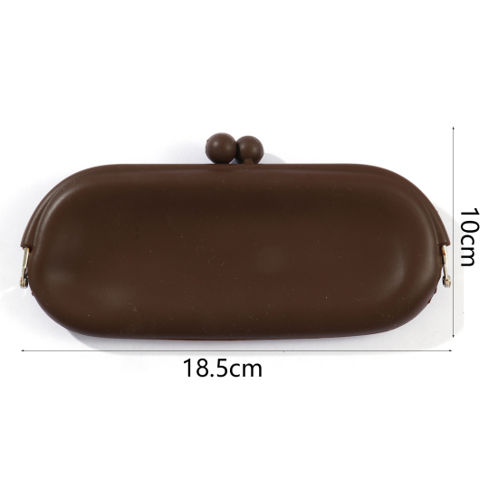 コーヒーカラーのシリコン製メガネケース、小銭入れ、スマホポーチ、キーオーガナイザーポーチ 18.5cm x 10cm、 1 個 の画像