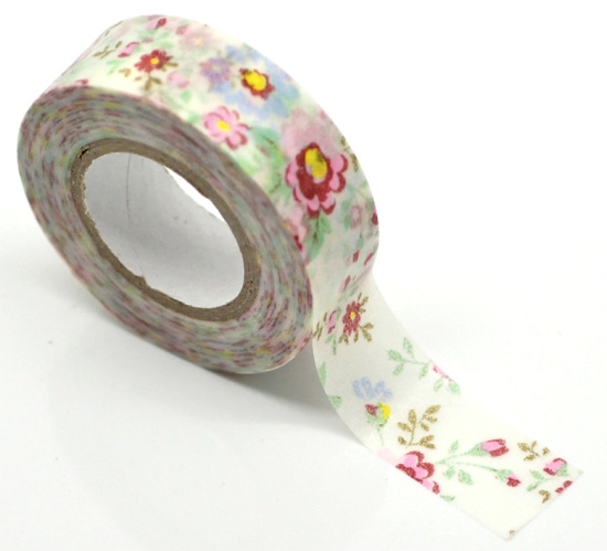 紙 粘着テープ 多色 花 パターン 10m x 15.0mm、 10 PCs  の画像